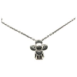 Louis Vuitton Silberne Messing Ruthenium Vivienne Anhänger Halskette Silber