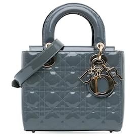 Dior-Dior Blue Small Patent Cannage Lady Dior-Blue