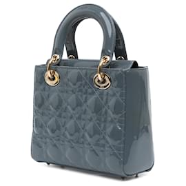 Dior-Dior Blue Small Patent Cannage Lady Dior-Blue