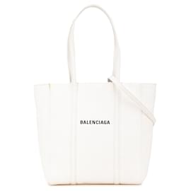 Balenciaga-Balenciaga White Canvas Everyday Tote XS-White