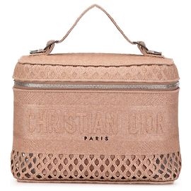 Dior Pink Mesh Embroidered Diortravel Vanity Case Pink