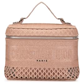 Dior-Dior Pink Mesh Embroidered Diortravel Vanity Case-Pink