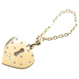 Chanel-Chanel Gold Gold Plated Rhinestone CC Heart Charm-Golden