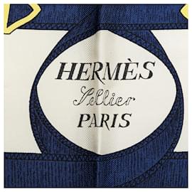 Hermès-Hermès White Eperon d Or Silk Scarf-White