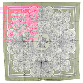Hermès-Hermès Pink Les Tuileries Silk Scarf-Pink
