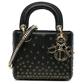 Dior-Dior Black Mini Calfskin Embellished Lady Dior-Black