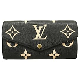 Louis Vuitton-Louis Vuitton Long Wallet Monogram Empreinte Bicolor-Black,Beige