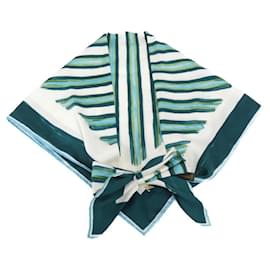 Louis Vuitton-Louis Vuitton Green and White Scarf-White,Green