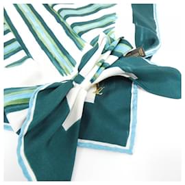 Louis Vuitton-Louis Vuitton Green and White Scarf-White,Green