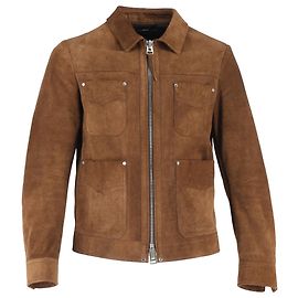 Tom Ford Zipped Field Jacket with Pockets in Brown Suede Brown Red
