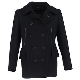 Tom Ford Double-Breasted Peacoat in Black Wool Black