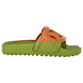Tod's-Tod's Logo Slides in Brown Rubber-Brown