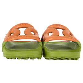 Tod's-Tod's Logo Slides in Brown Rubber-Brown