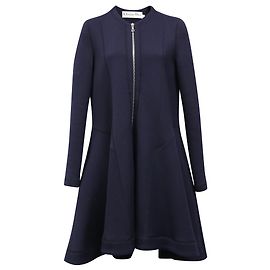 Dior Zipped-Up Midi Flared Dress in Navy Blue Polyester Blue Navy blue