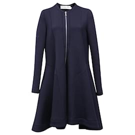 Dior- Dior Zipped-Up Midi Flared Dress in Navy Blue Polyester-Blue,Navy blue
