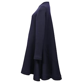Dior- Dior Zipped-Up Midi Flared Dress in Navy Blue Polyester-Blue,Navy blue