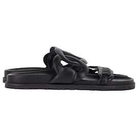 Hermès-Hermès Extra Sandals in Black Nappa Leather and Rubber-Black