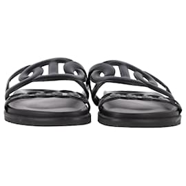 Hermès-Hermès Extra Sandals in Black Nappa Leather and Rubber-Black