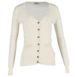 Cardigan à boutons Moncler en laine crème Blanc Écru