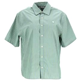 Acne- Acne Studios Sarlie Stripe Shirt in Green Cotton-Green