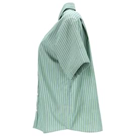 Acne- Acne Studios Sarlie Stripe Shirt in Green Cotton-Green