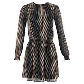 Michael Kors-Michael Michael Kors Aralia Smocked Waist Polka Dot Georgette Dress in Black Polyester-Other