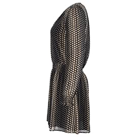 Michael Kors-Michael Michael Kors Aralia Smocked Waist Polka Dot Georgette Dress in Black Polyester-Other