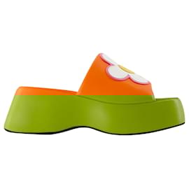 Autre Marque-Flower Sandals - Carel - Leather - Orange-Orange