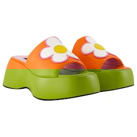 Autre Marque-Flower Sandals - Carel - Leather - Orange-Orange