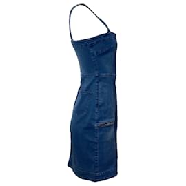 Stella Mc Cartney-Stella McCartney Zip Front Sleeveless Dress in Blue Denim-Blue,Light blue
