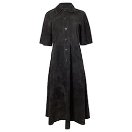 Marc by Marc Jacobs-CO Button Front Midi Dress in Black Suede-Black