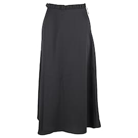 Moncler- Moncler Scrunched Waist Midi Skirt in Black Polyester-Black