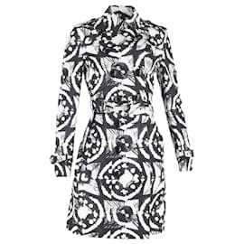 Burberry- Burberry Tie-Dye Double-Breasted Trench Coat in Black and White Silk-Other