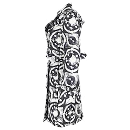 Burberry- Burberry Tie-Dye Double-Breasted Trench Coat in Black and White Silk-Other
