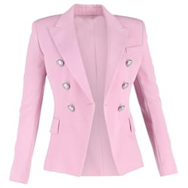 Balmain-Balmain Double-Breasted Blazer in Pink Wool-Pink