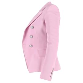 Balmain-Balmain Double-Breasted Blazer in Pink Wool-Pink