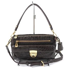 Autre Marque Sac à main 2WAY en cuir de crocodile Marron