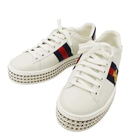 Gucci-Gucci Women's Leather Sneakers-White