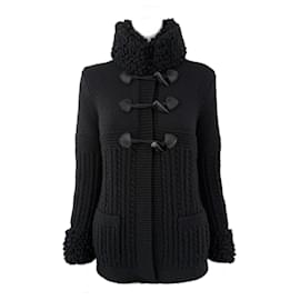 Chanel-Chanel New Fluffy Black Cashmere Coat 40 FR-Black