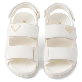 Prada-new white leather slingback sandals by Prada-White,Gold hardware