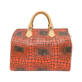 Bolsa Boston Speedy 30cm Monograma Louis Vuitton Marrom Vermelho