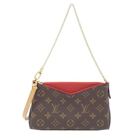 Louis Vuitton-Louis Vuitton Monogram Pallas Clutch M41638 Shoulder Bag-Brown,Fuschia,Monogram