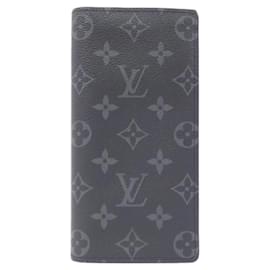 Louis Vuitton-Louis Vuitton Monogram Eclipse Portefeuille Brazza Wallet-Black