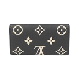 Louis Vuitton-Louis Vuitton Bicolor Monogram Empreinte Portefeuille Sarah M80496 Wallet-Black,Beige