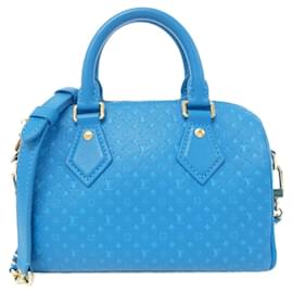 Louis Vuitton-Louis Vuitton Nanogram Speedy Bandouliere Boston Bag-Blue