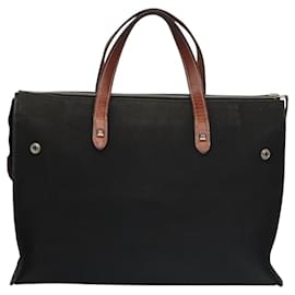 Hermès-HERMES Mira PM Sac à main Toile Cuir Noir Marron Argent Auth bs22148-Marron,Noir,Argenté