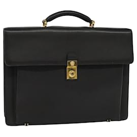 Gianni Versace-Gianni Versace Business Bag Leather Black Gold Auth bs22567-Black,Golden