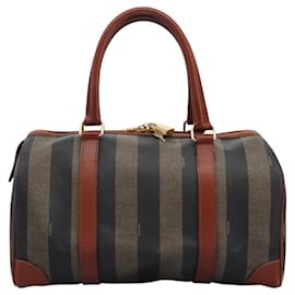 Fendi-Sac Boston en toile Pecan FENDI noir marron Auth yk17380-Marron,Noir