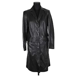 Salvatore Ferragamo-Leather coat-Black