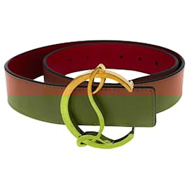 Christian Louboutin-Ceinture Logo Antic Or 35 Veau-Marron